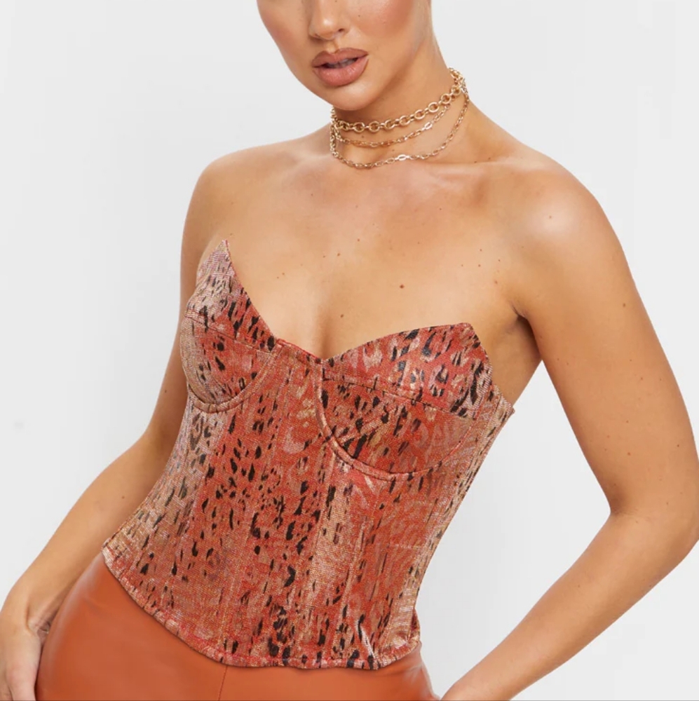 Pretty Little Things Orange Leopard Print Corset